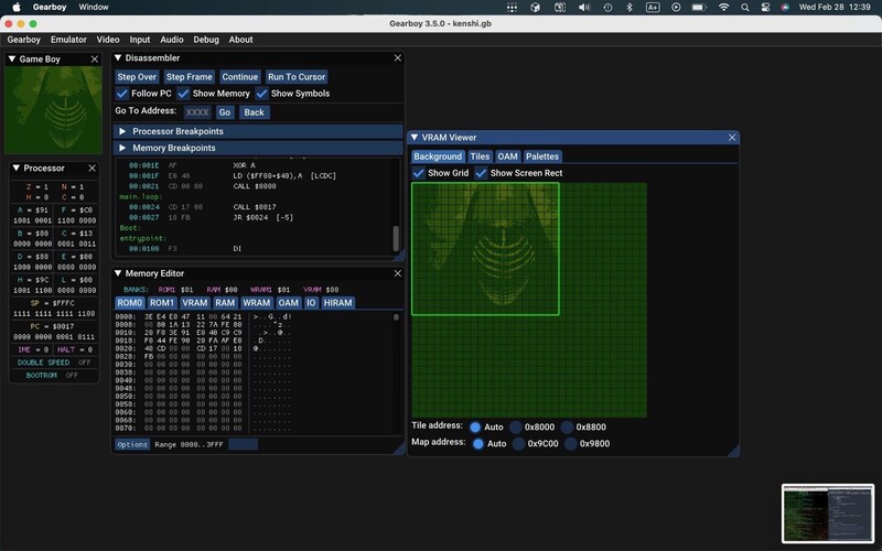 Running the ROM in a gameboy emulator.