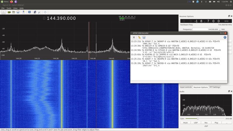 gqrx decoding APRS packets.